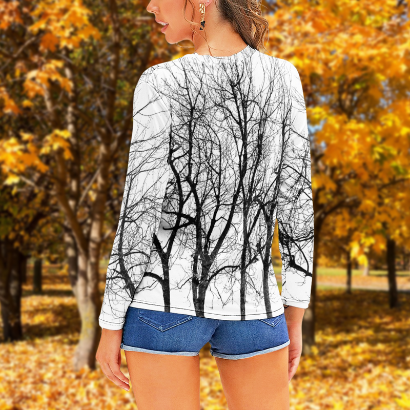 Sea of Trees Long Sleeve Tee Charcoal and White
