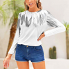 Feather Collar Tee in Graphite + White
