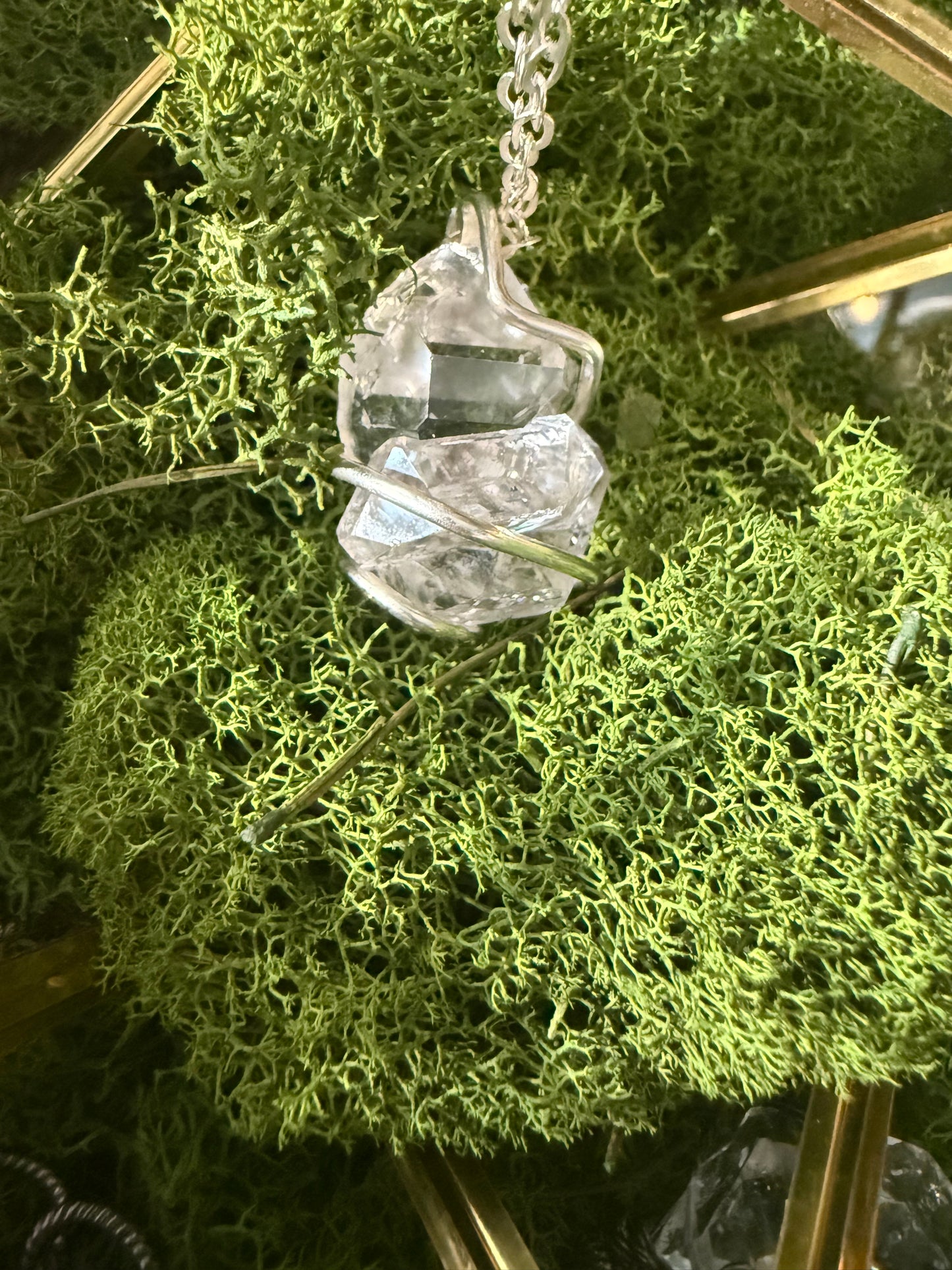 Herkimer Diamond Talisman: Rainbow Cluster of 4: Four Direction Herkimer