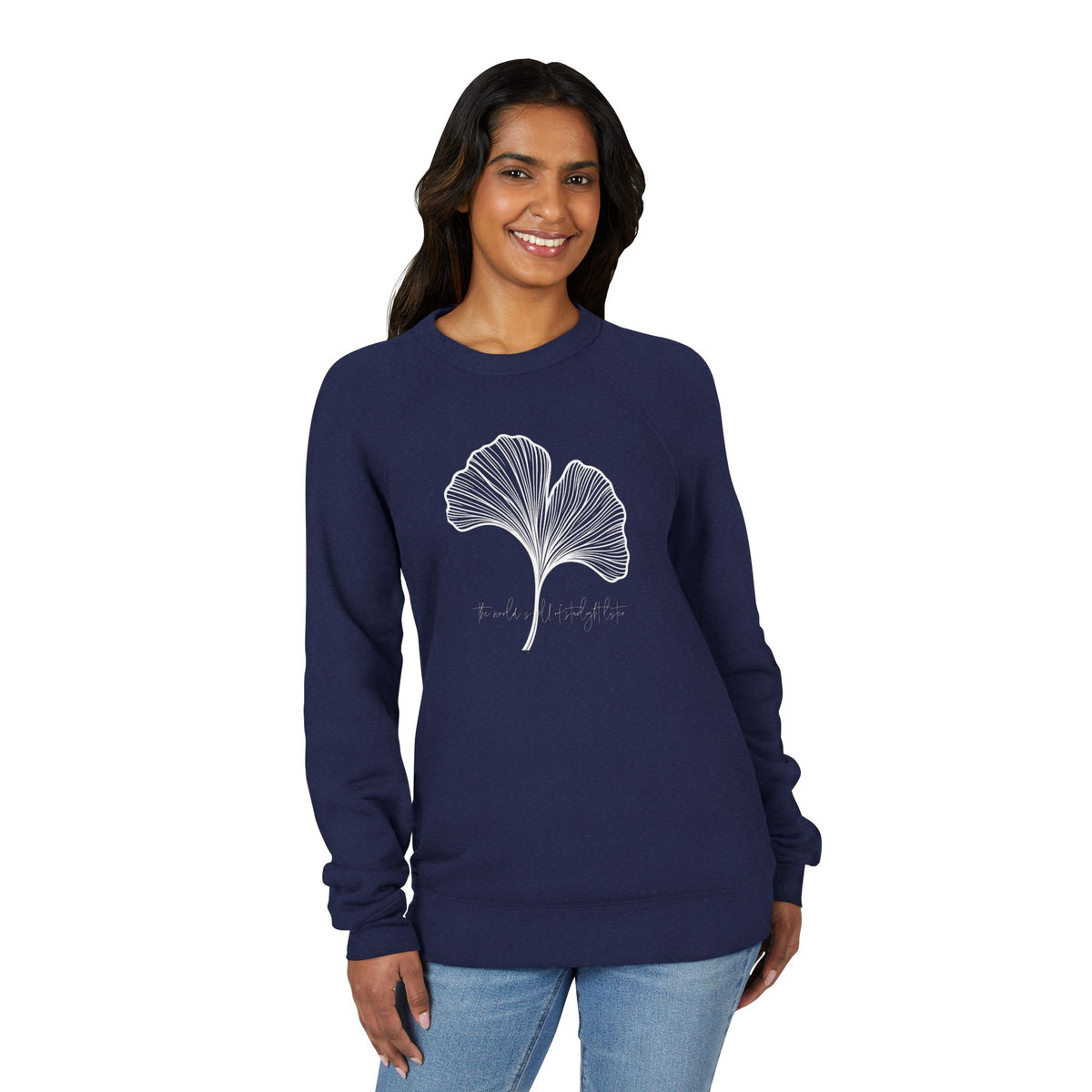 The World is Full of Starlight Poetry Ginkgo Leaf Sweatshirt — Minimal Botanical Crewneck- The Store by avalove