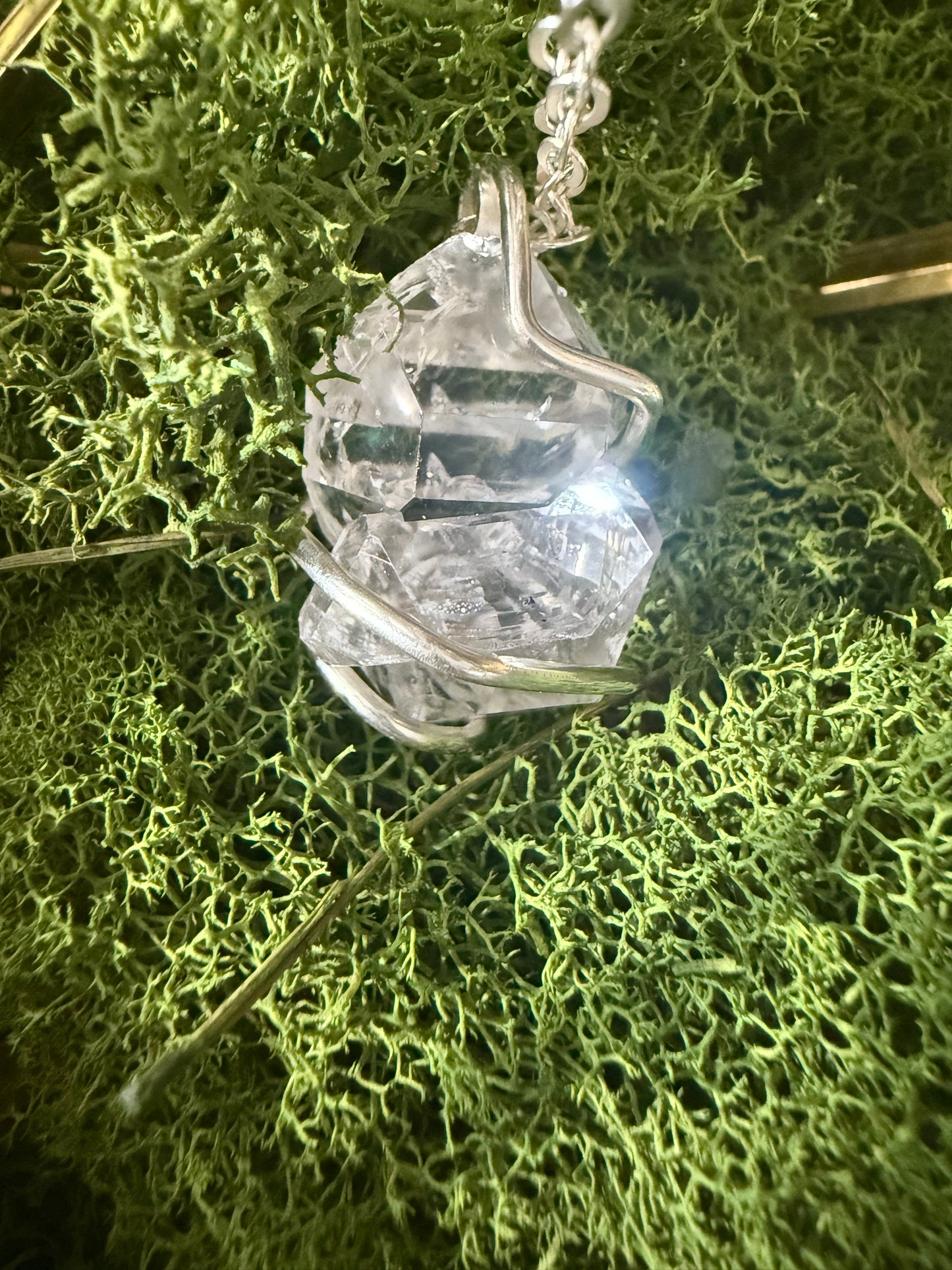 Herkimer Diamond Talisman: Rainbow Cluster of 4: Four Direction Herkimer