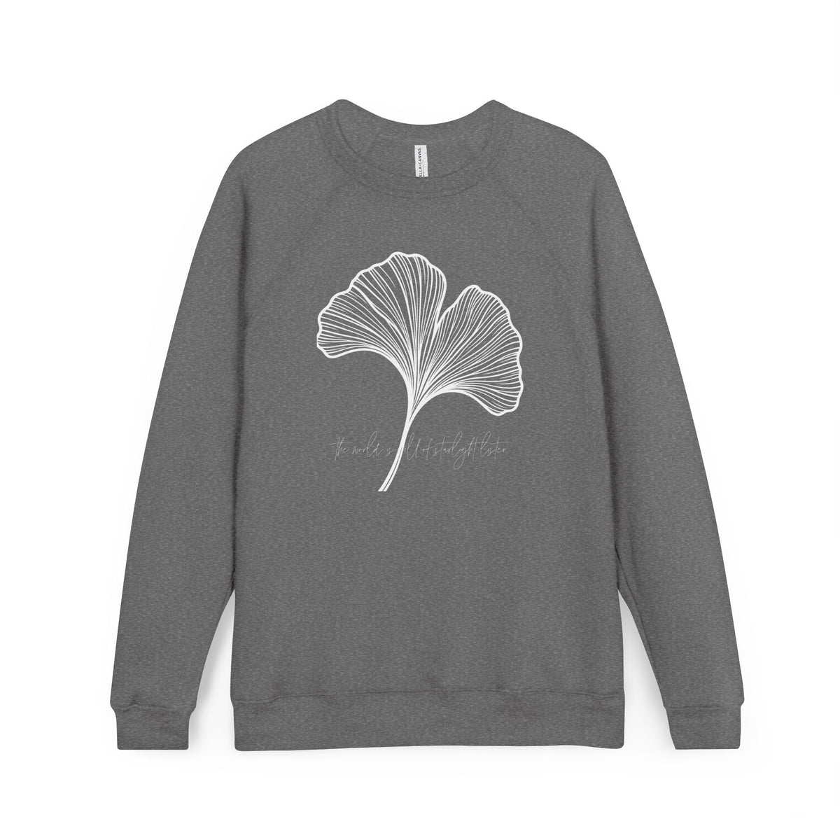 The World is Full of Starlight Poetry Ginkgo Leaf Sweatshirt — Minimal Botanical Crewneck- The Store by avalove