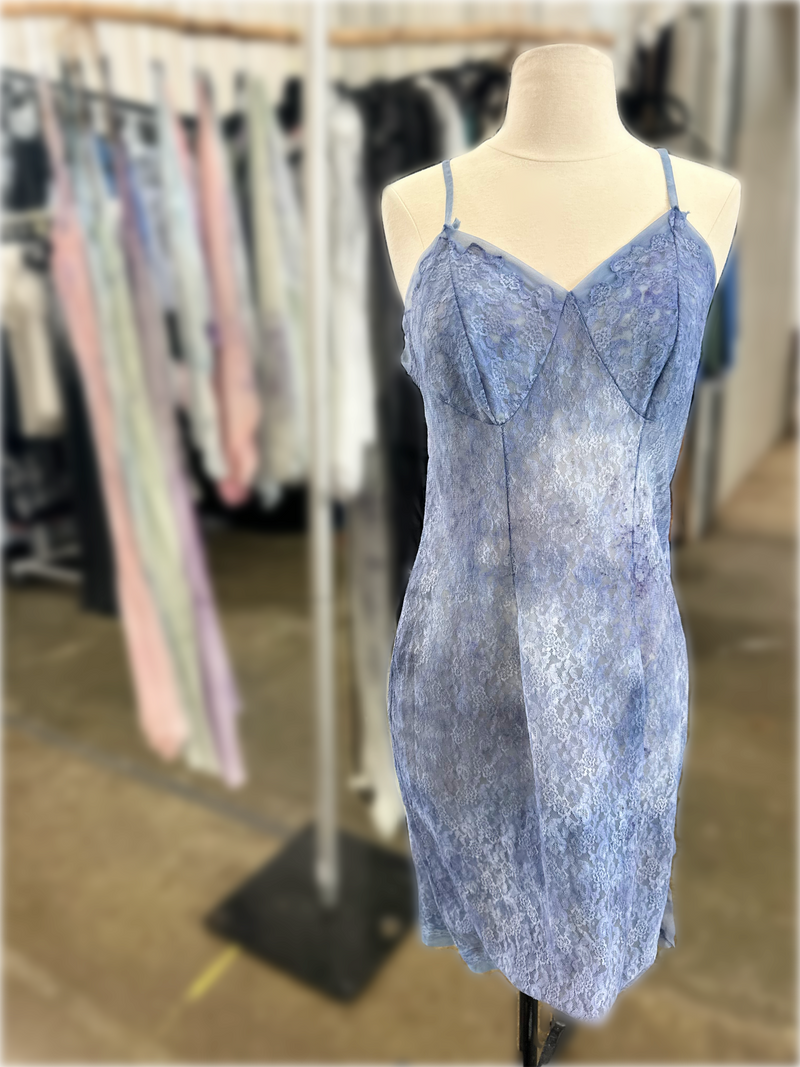 Vintage Flower Dye Dress: Rose Petal Blue