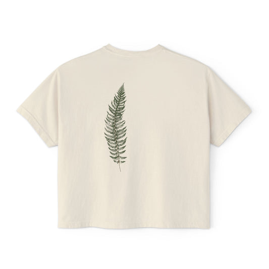 Fern Print Boxy Tee — Botanical Women's Crop T‑Shirt