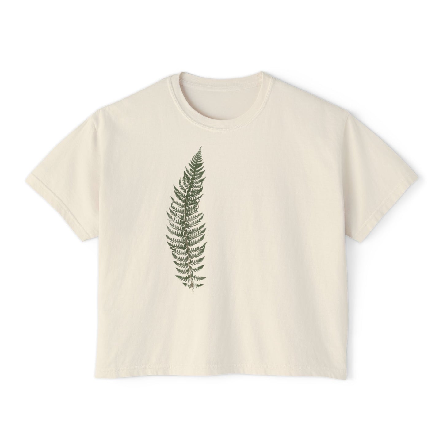 Fern Print Boxy Tee — Minimal Botanical Women’s T-Shirt