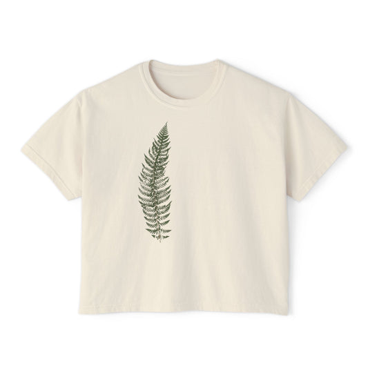 Fern Print Boxy Tee — Minimal Botanical Women’s T-Shirt
