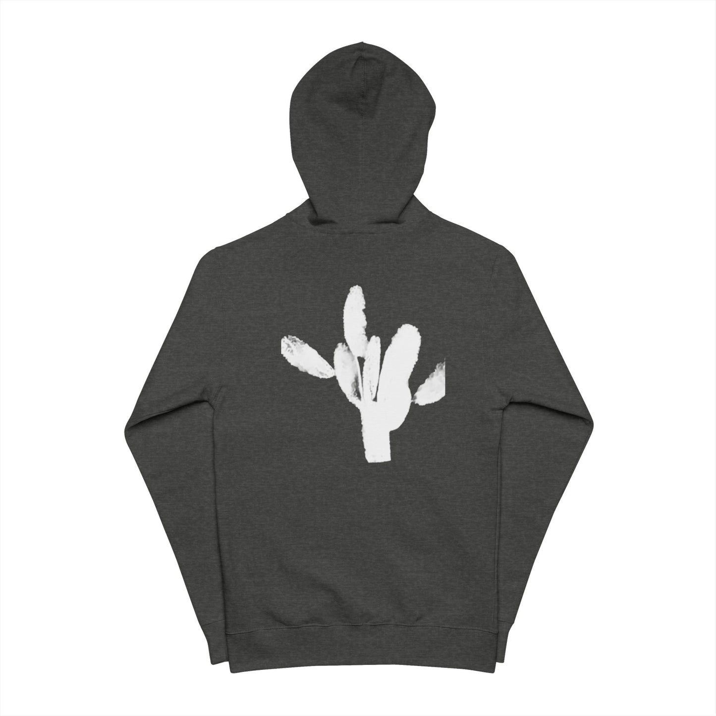 Saguaro Cactus Zip-Up Hoodie — Minimal White Cactus Graphic on Forest Green, THE STORE by avalove