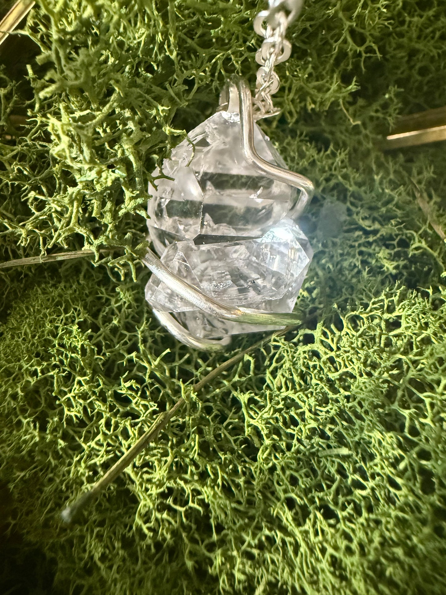 Herkimer Diamond Talisman: Rainbow Cluster of 4: Four Direction Herkimer