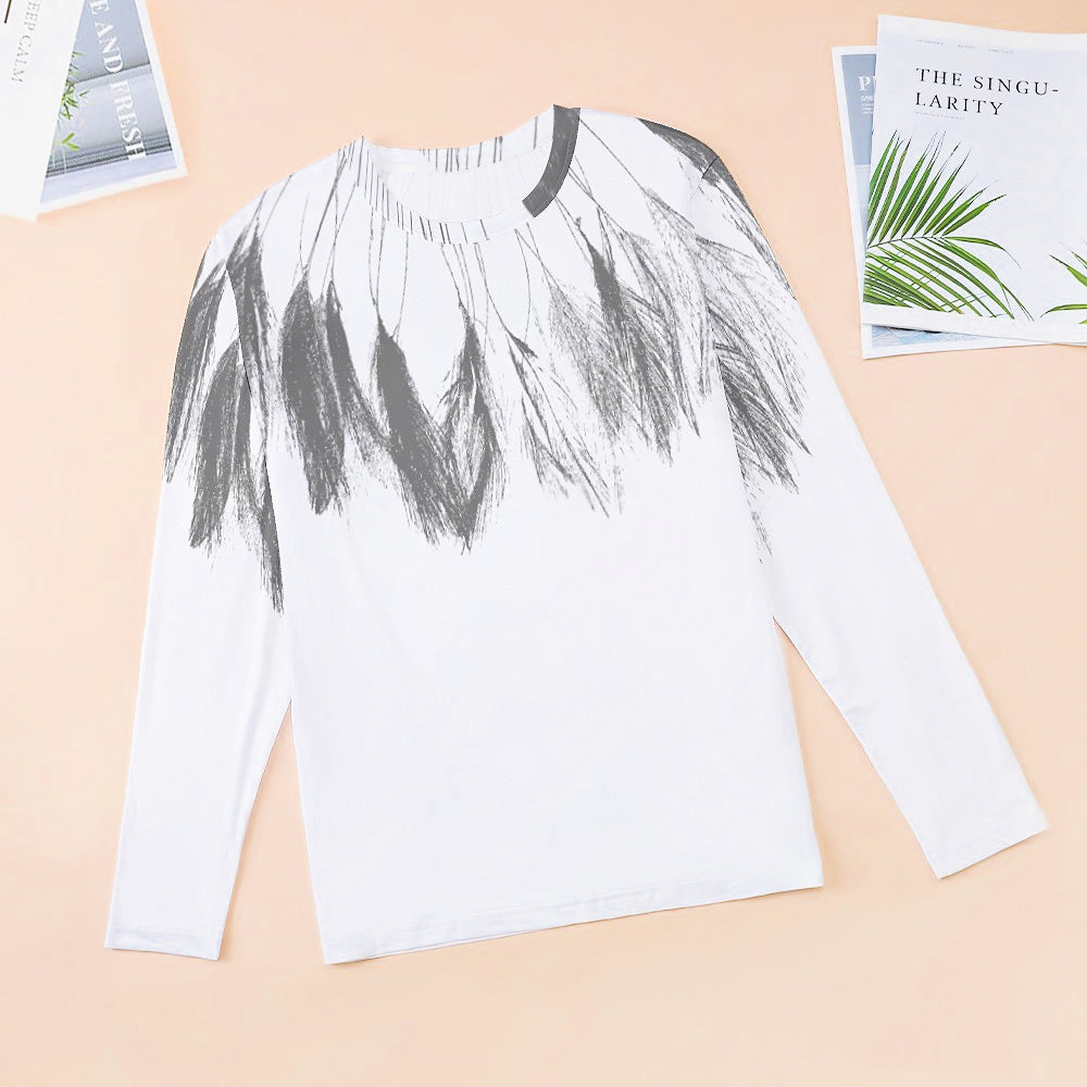 Feather Collar Tee in Graphite + White