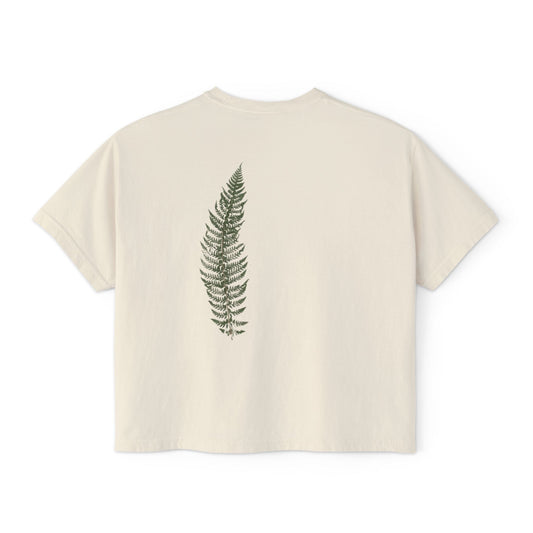Fern Print Boxy Tee — Minimal Botanical Women’s T-Shirt