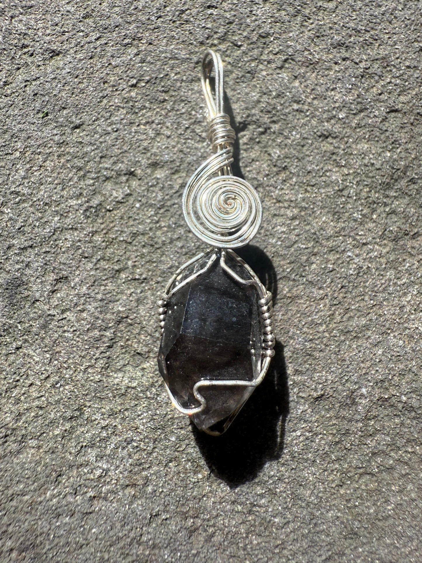 Herkimer Diamond Talisman: 🌿💎🌿 Plant Spirit Herkimer Diamond — Rare Black Herkimer with Ancient Plant Inclusion