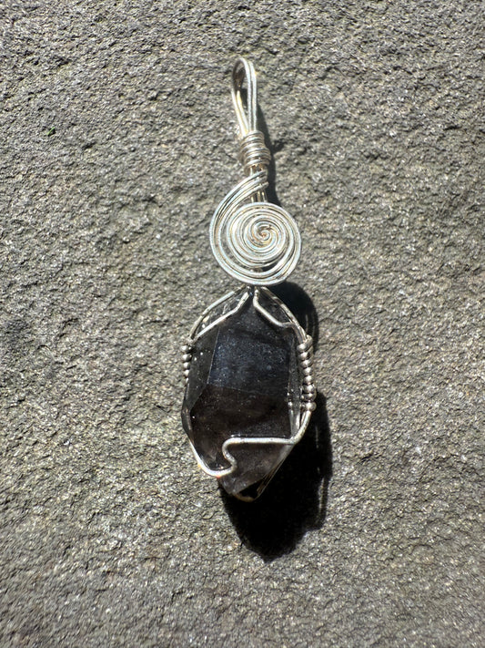Herkimer Diamond Talisman: 🌿💎🌿 Plant Spirit Herkimer Diamond — Rare Black Herkimer with Ancient Plant Inclusion