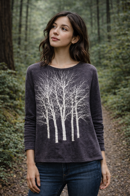Fairytale Tree Basic Vegan Cashmere Fleece Sweater-Denim