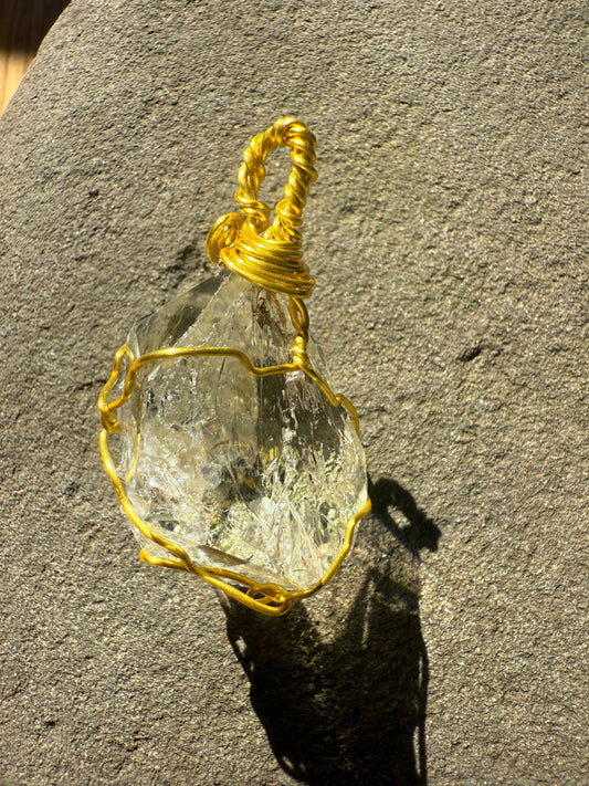 Herkimer Diamond Talisman: Golden Healer, Rare Trinity