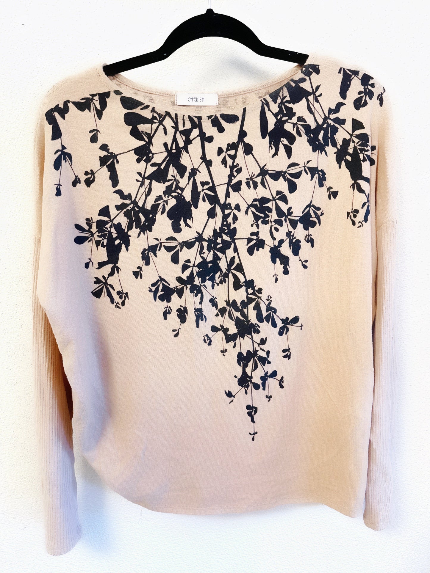 Leafy Lightweught Sweater Inky Night - Two Sided Print