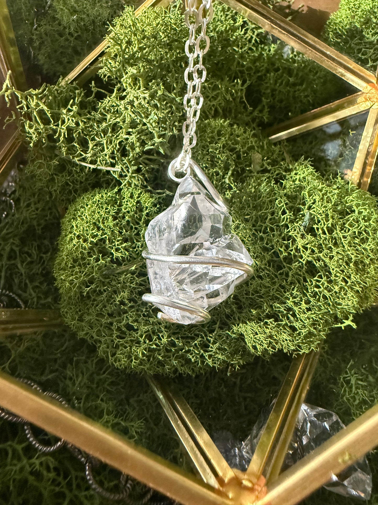 Herkimer Diamond Talisman: Rainbow Cluster of 4: Four Direction Herkimer