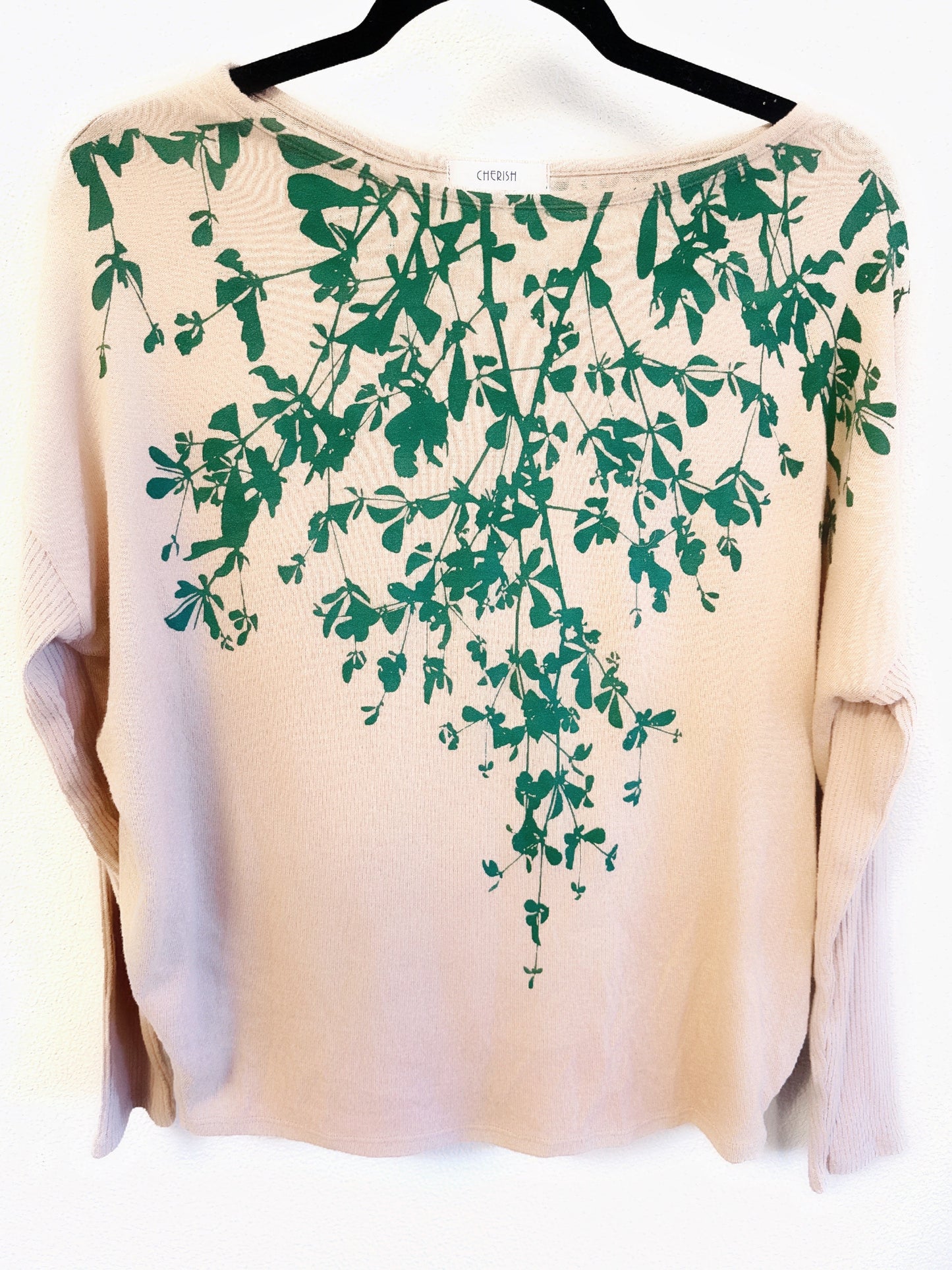 Leafy Lightweught Sweater Moss Green or Inky Night - Two Sided Print