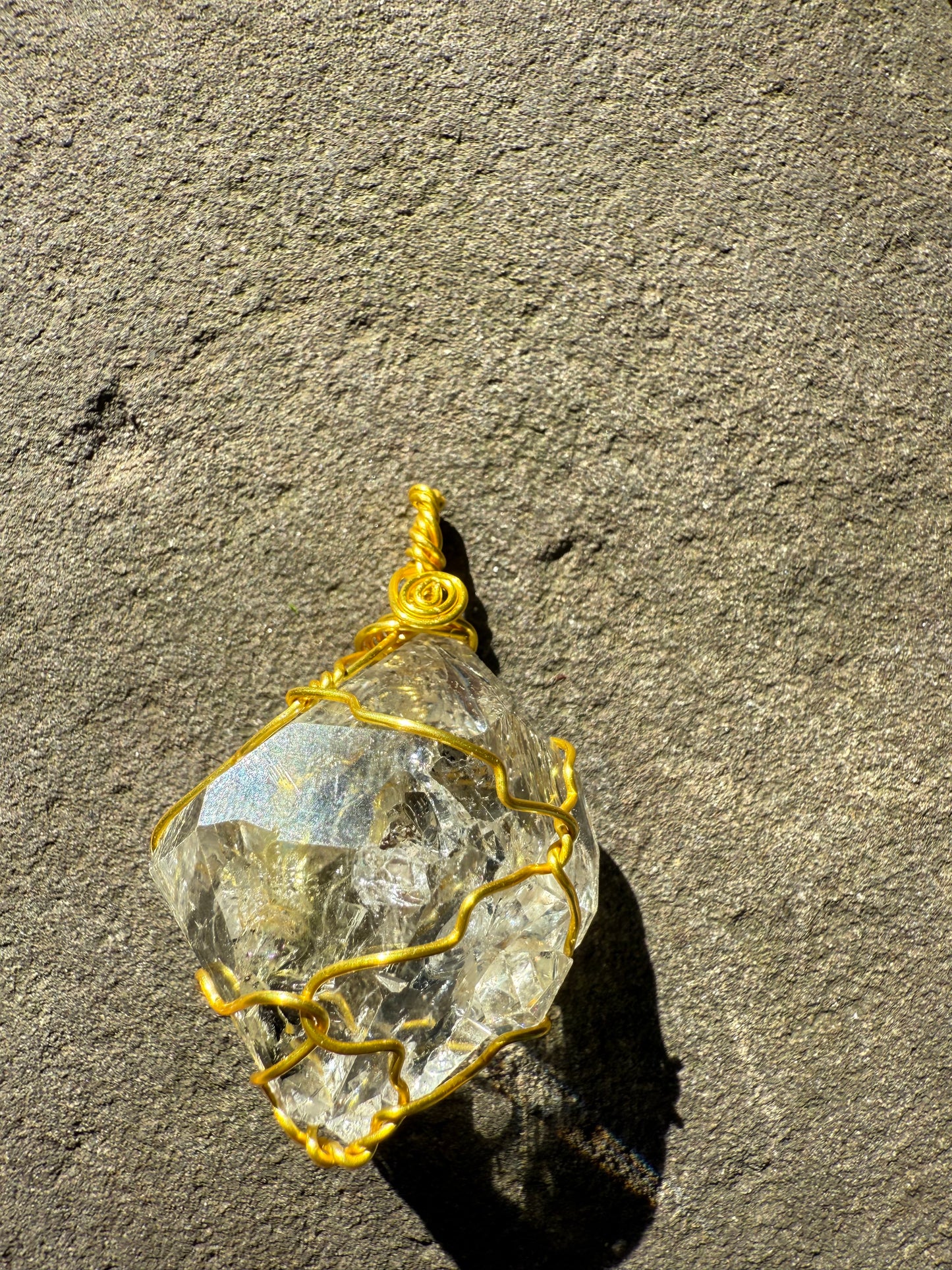 Herkimer Diamond Talisman: Golden Healer, Rare Trinity