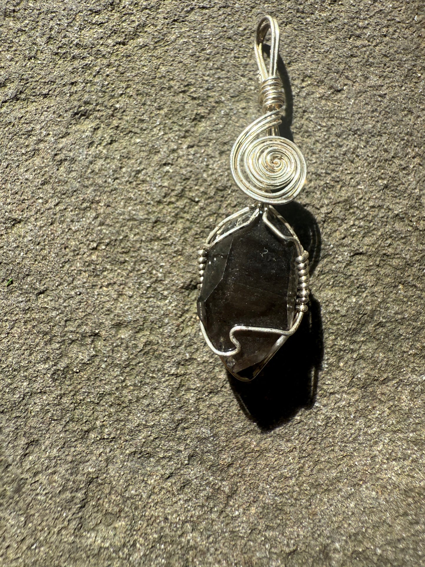 Herkimer Diamond Talisman: 🌿💎🌿 Plant Spirit Herkimer Diamond — Rare Black Herkimer with Ancient Plant Inclusion