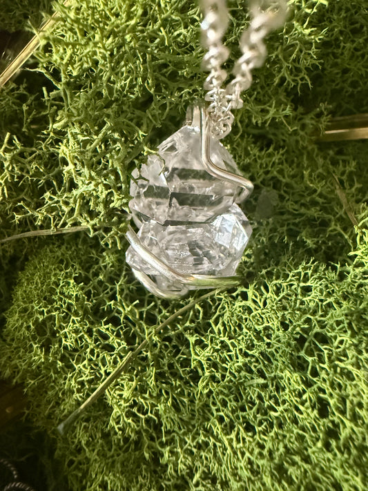 Herkimer Diamond Talisman: Rainbow Cluster of 4: Four Direction Herkimer