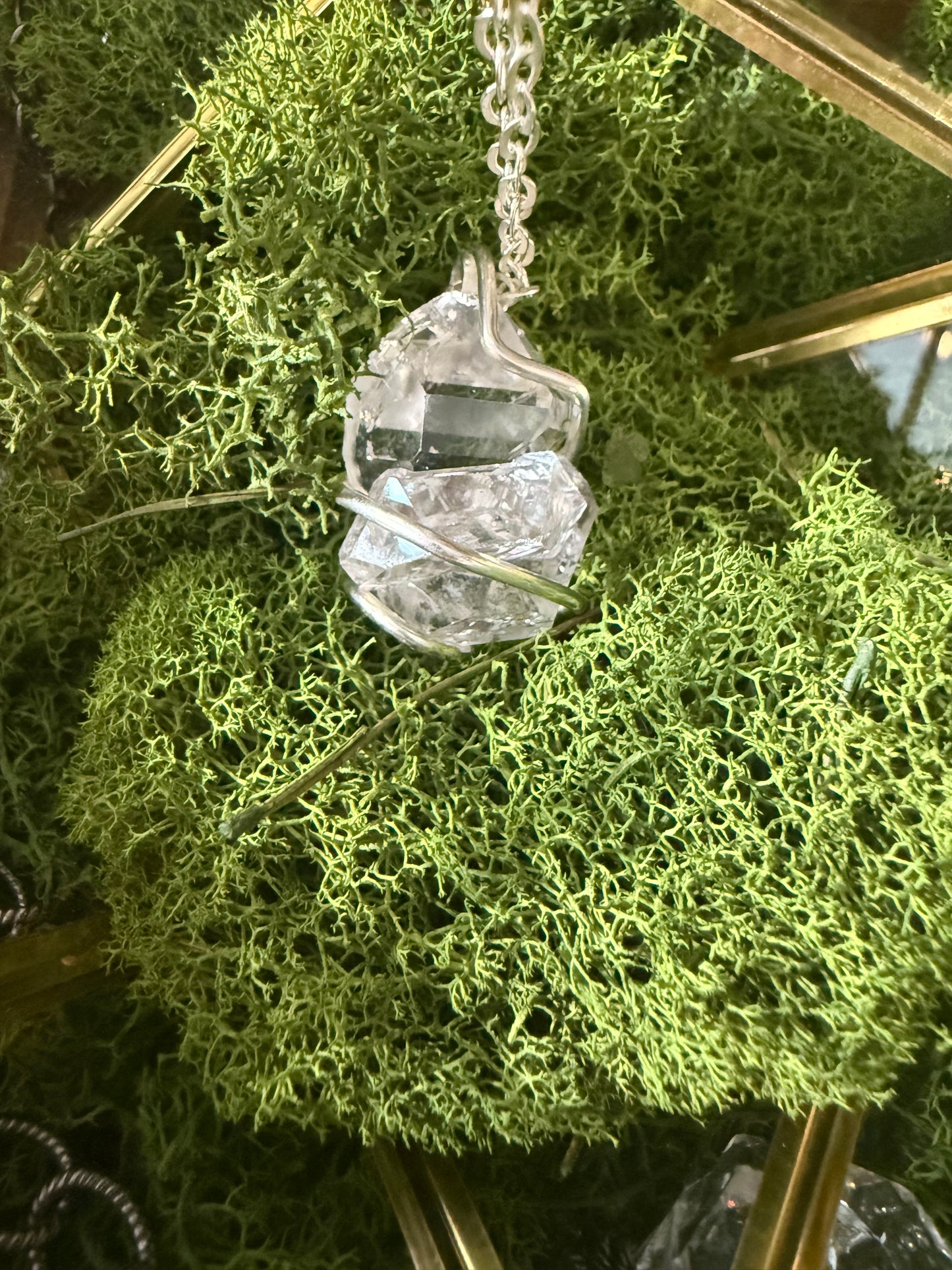 Herkimer Diamond Talisman: Rainbow Cluster of 4: Four Direction Herkimer