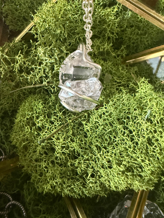 Herkimer Diamond Talisman: Rainbow Cluster of 4: Four Direction Herkimer