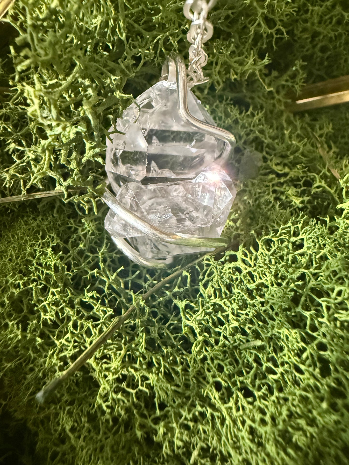 Herkimer Diamond Talisman: Rainbow Cluster of 4: Four Direction Herkimer