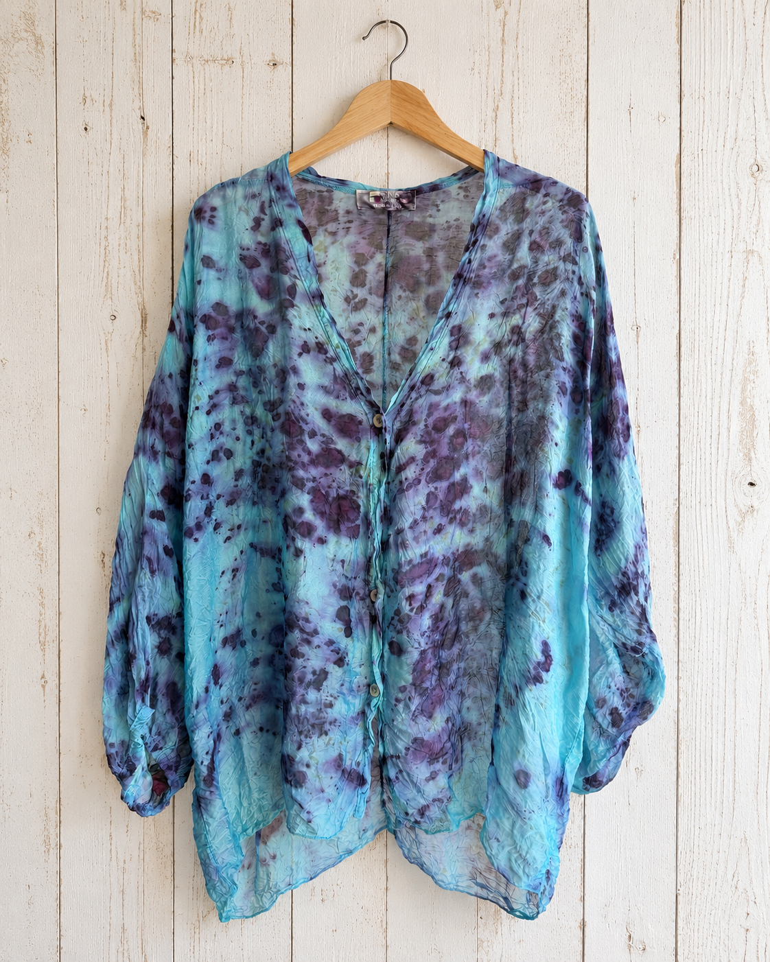 Rose Dyed: Silk Button Down: pure rose + blue