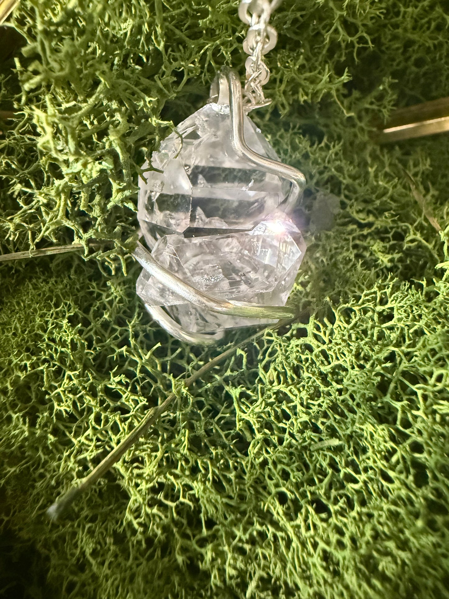 Herkimer Diamond Talisman: Rainbow Cluster of 4: Four Direction Herkimer