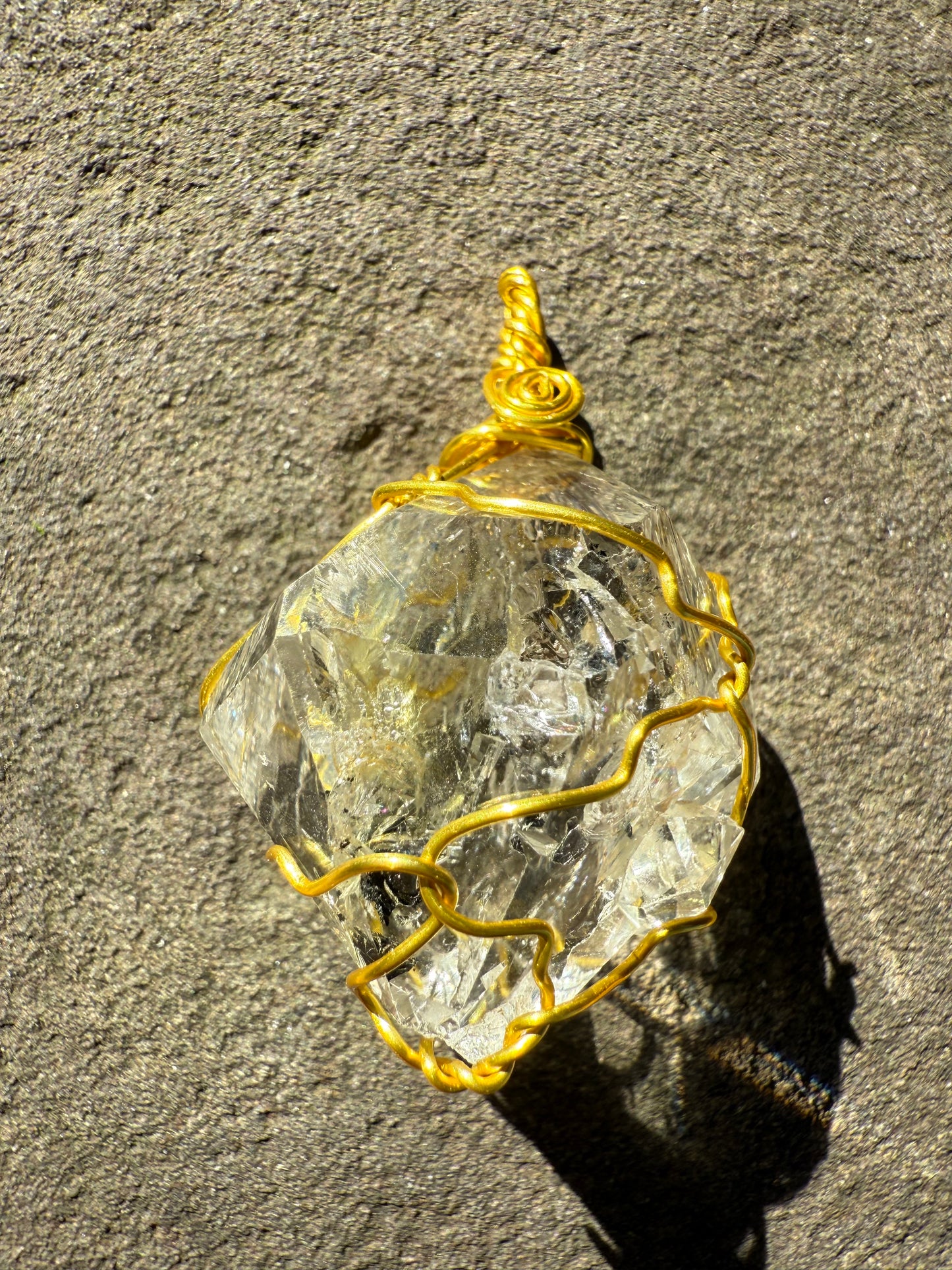 Herkimer Diamond Talisman: Golden Healer, Rare Trinity