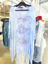 Flower Dye Chiffon Half Caftan- BLUE Rose- Long