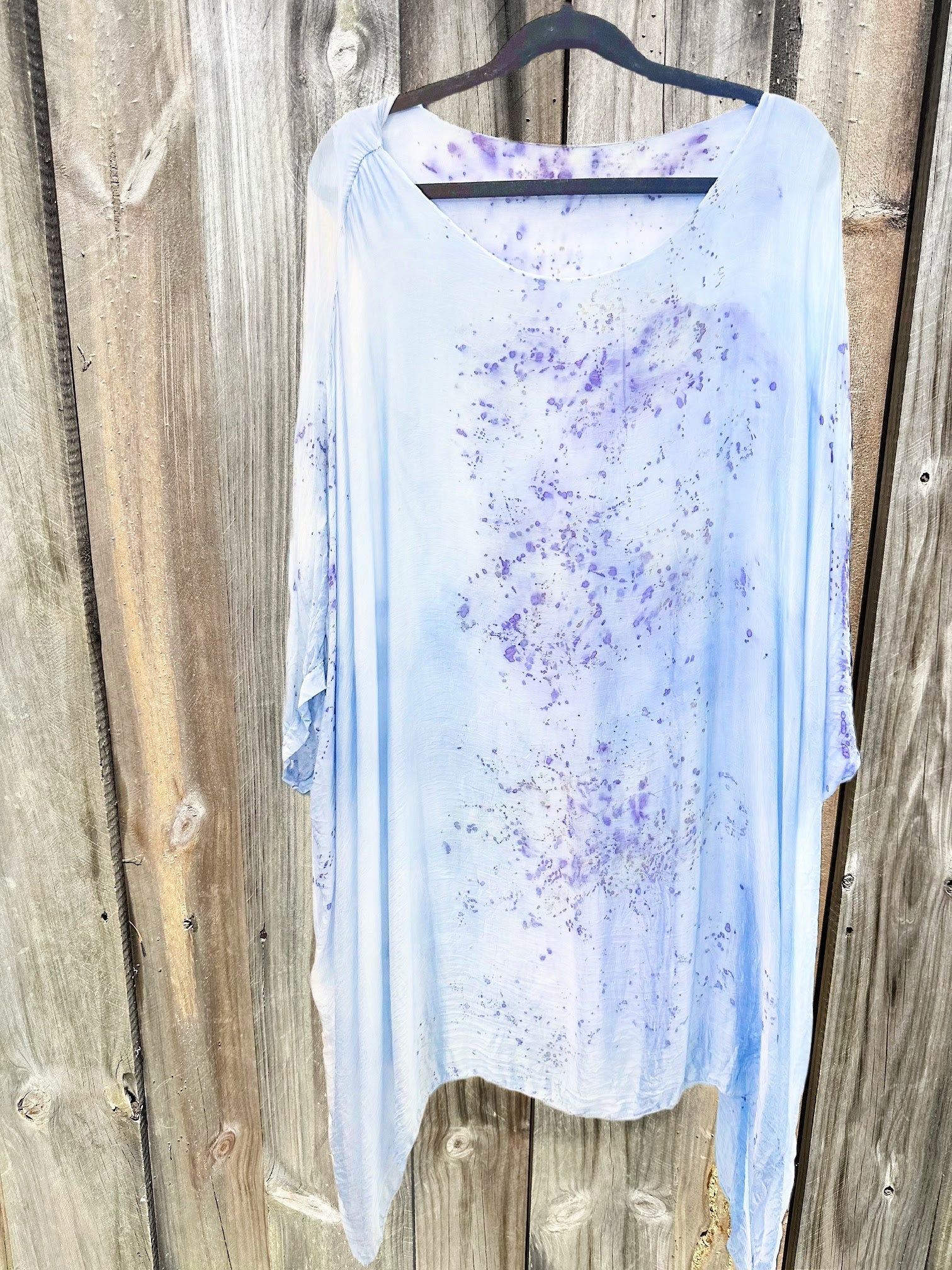 Flower Dye Chiffon Half Caftan- BLUE Rose- Long