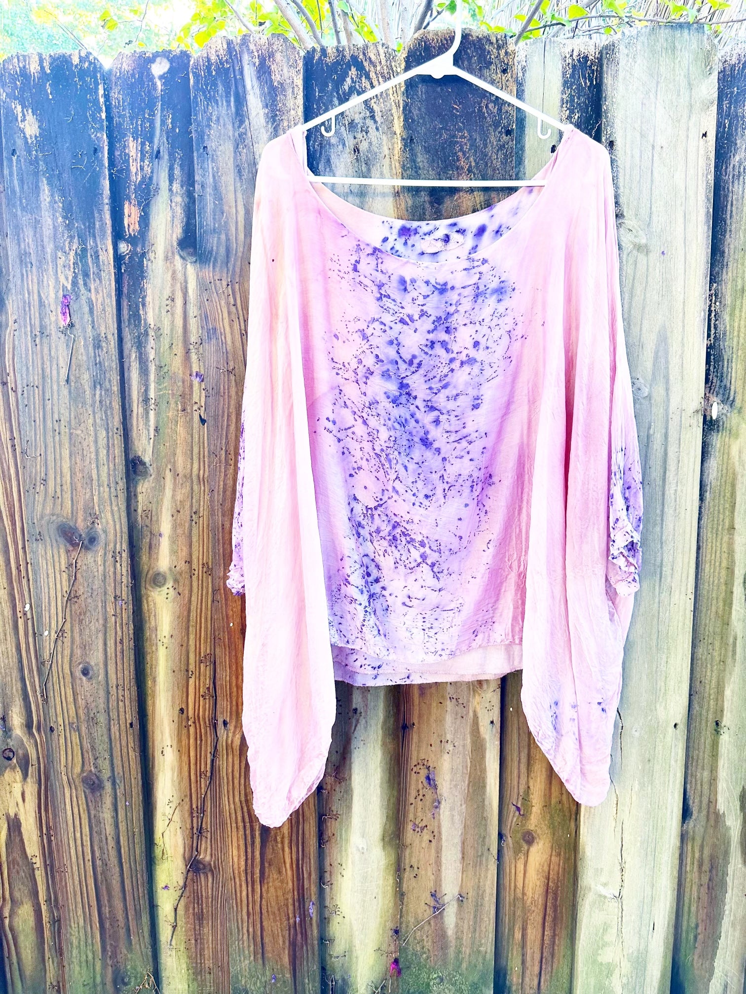 Flower Dye Chiffon Half Caftan- Pink Rose- Long