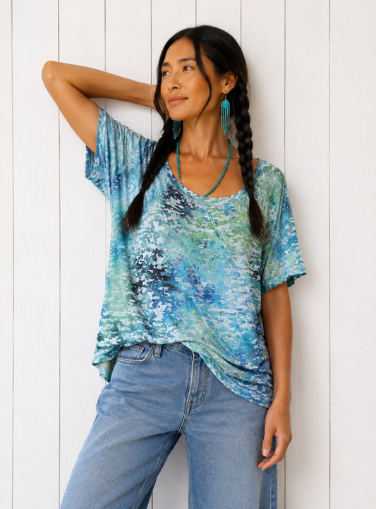 Watercolor Dye: Burnout Tee: Rivers and Seagrass
