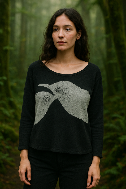 Moon Birds Sweater-fleece  with Silver print