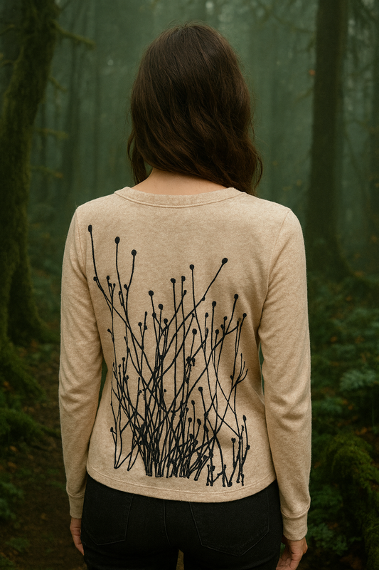 Field Two Sided Print Limited Edition : Basic Lux Vegan Cashmere Fleece-oatmeal crew- all sizes