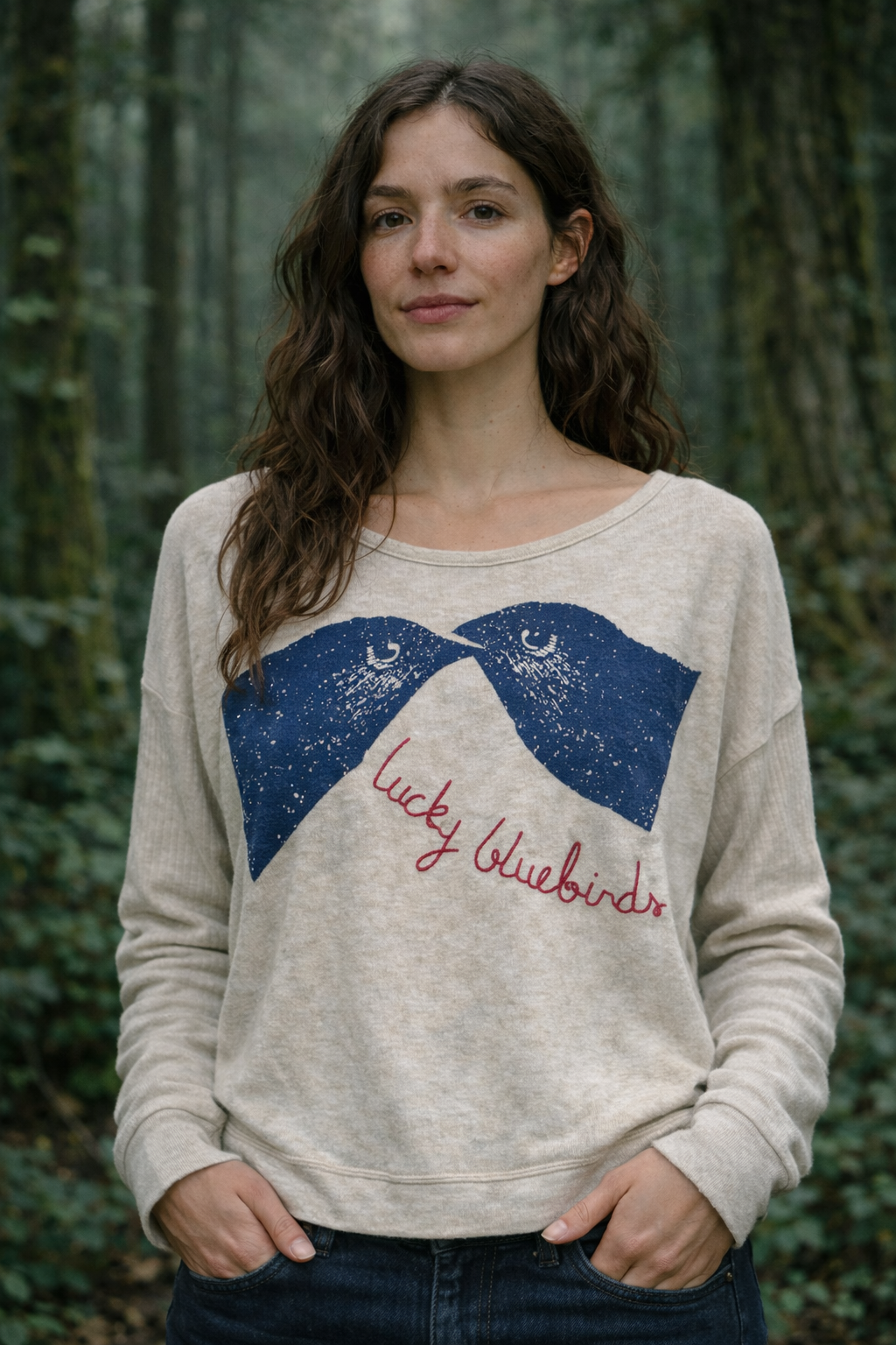 LUCKY BIRDIE Sweater-LUX Vegan Fleece Cashmere- with embroidery