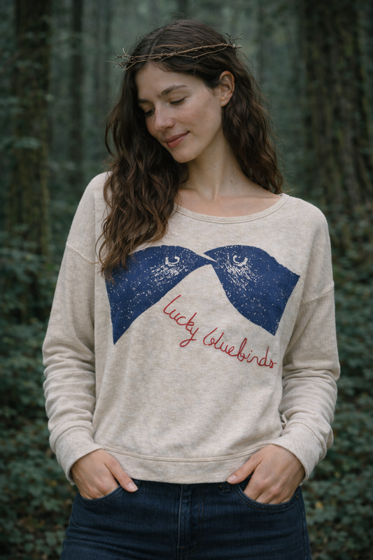 LUCKY BIRDIE Sweater-LUX Vegan Fleece Cashmere- with embroidery