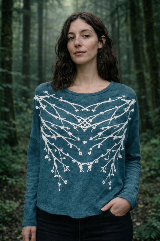 Fleur of Florence sweater ultra vegan cashmere emerald green-front and back print