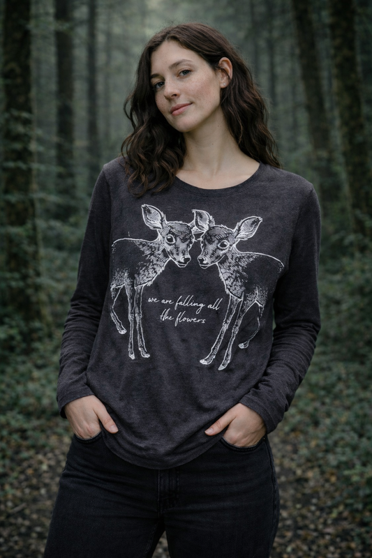 Two Deer “we are falling yellow flowers” Basic Long Sleeve