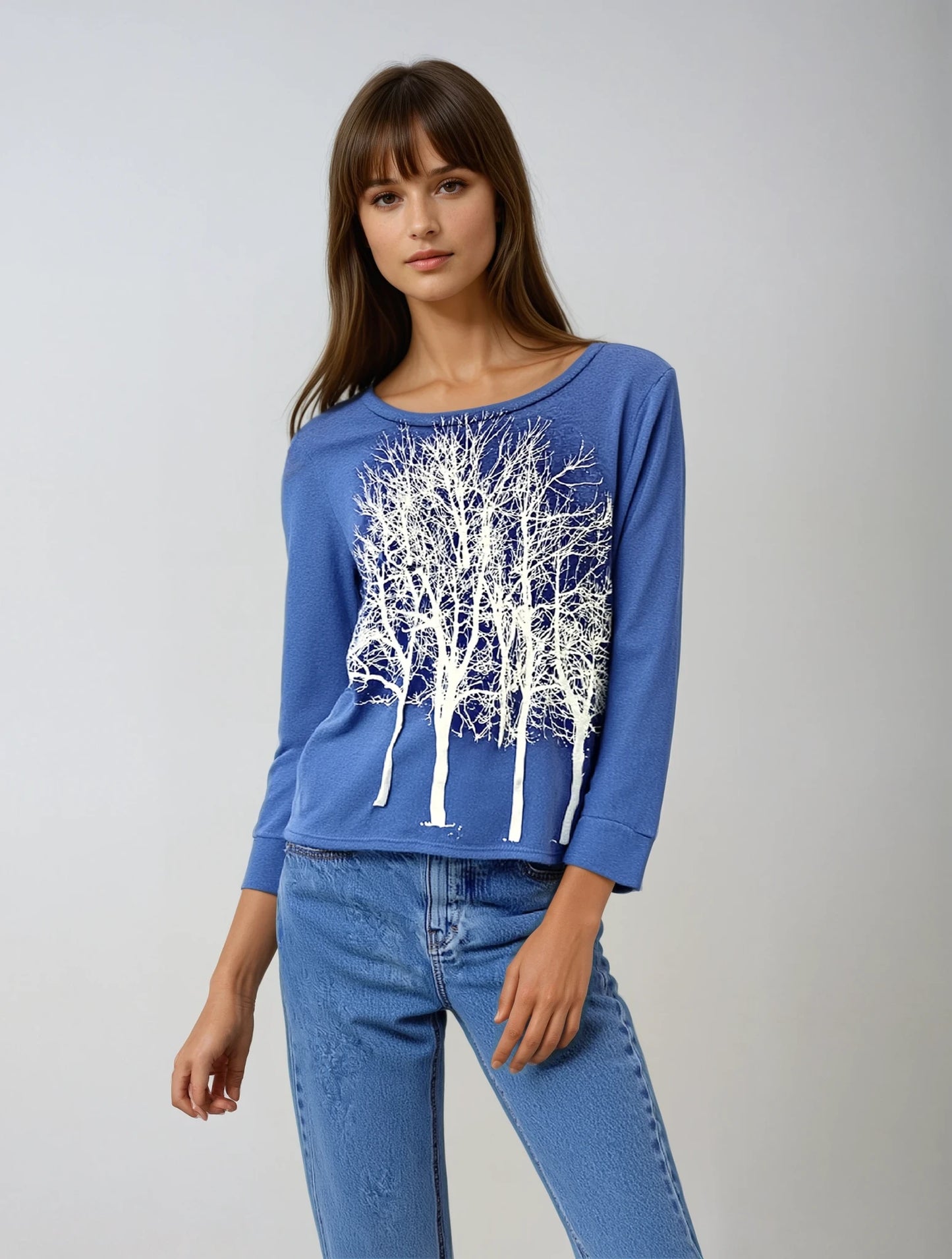 Fairytale Tree Basic Vegan Cashmere Fleece Sweater-Lux-Cornflower