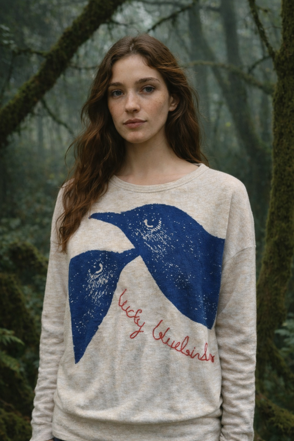 LUCKY BIRDIE Sweater-LUX Vegan Fleece Cashmere- with embroidery