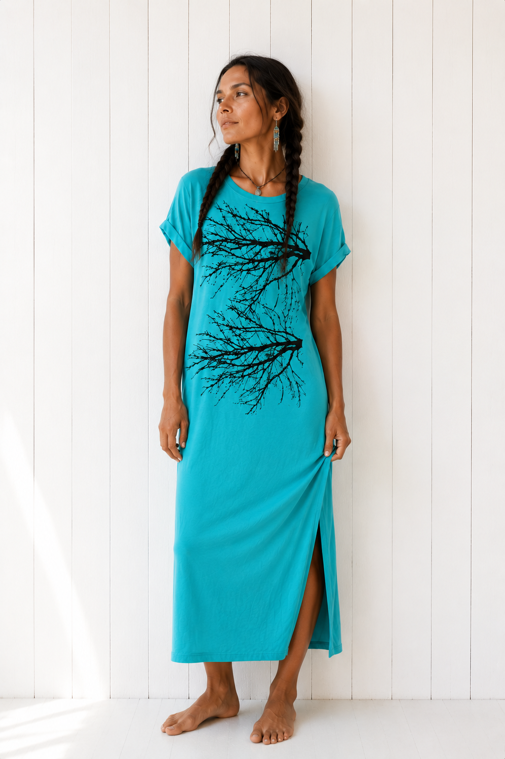 Watercolor Dye: Two Tree/Blue Sky Pocket Tee Dress)-Sky