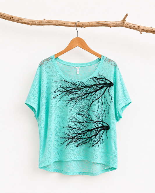 Two Tree Burnout Tee-electric sage