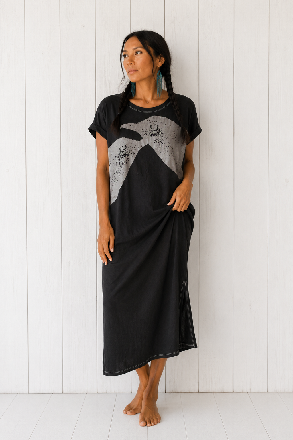 Moon Birds Pocket Tee Dress