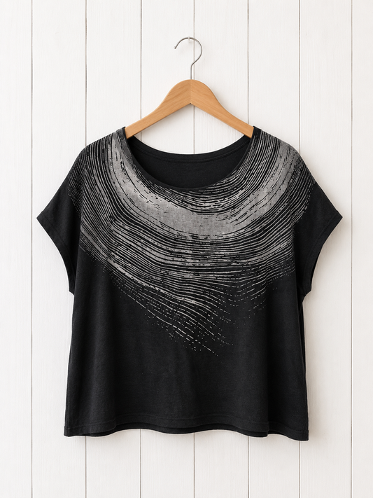 Wood Cut Black Tee