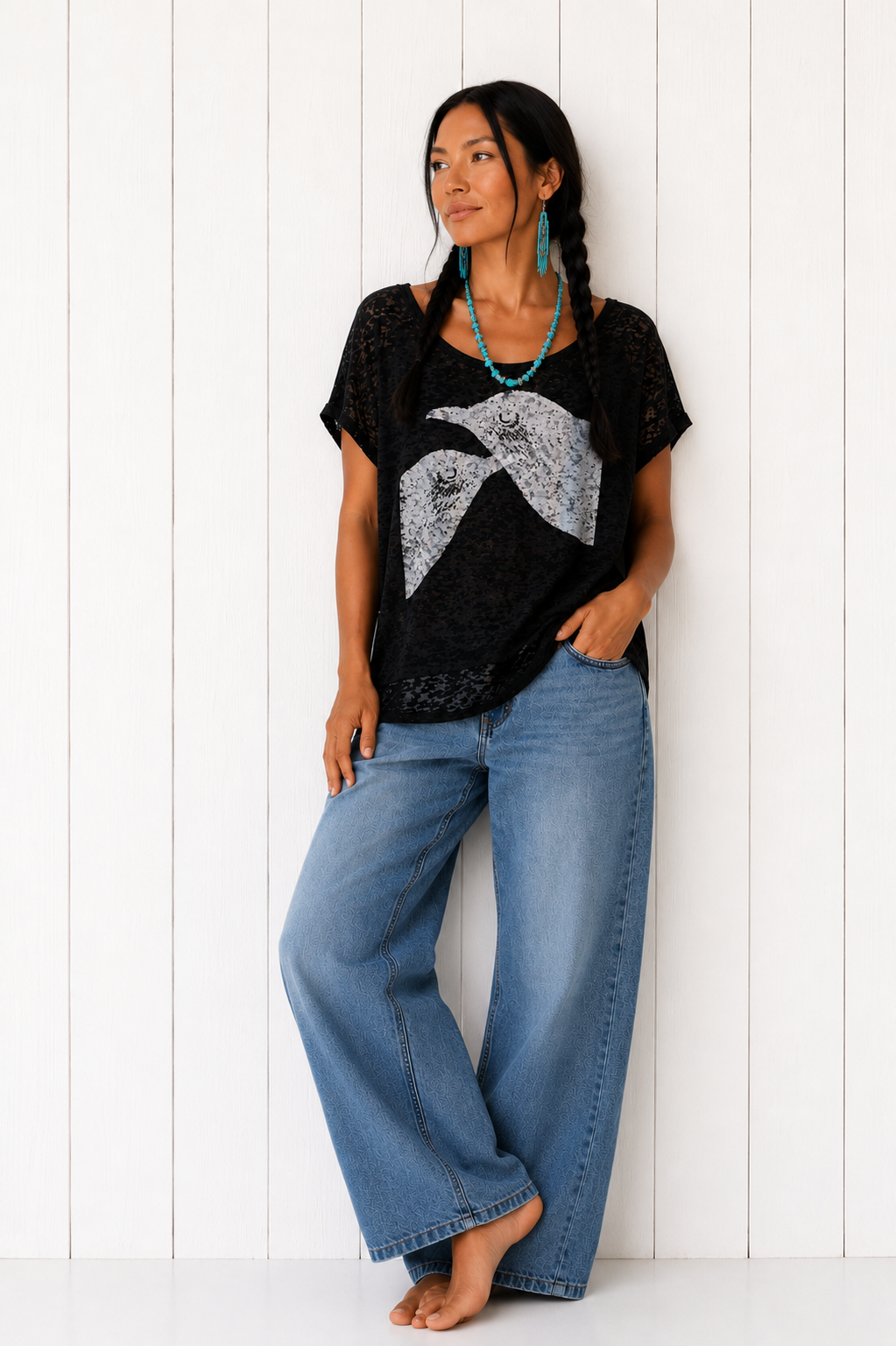 Moonbirds Burnout Tee-Black Sky
