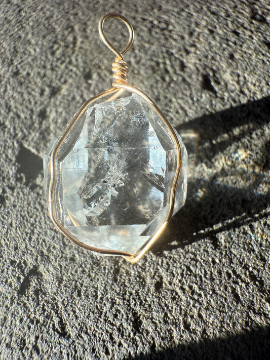 Herkimer Diamond Talisman with Dolphin companion-approx 1 inch