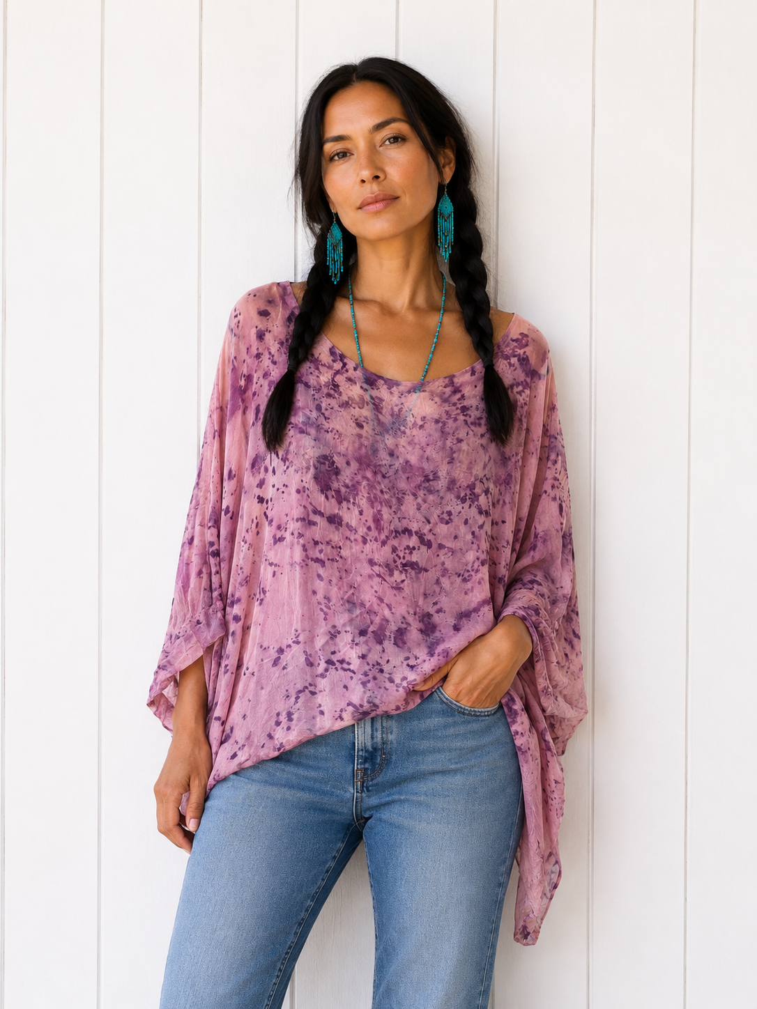 Rose Dyed: Flowy Caftan: Coral and Rose