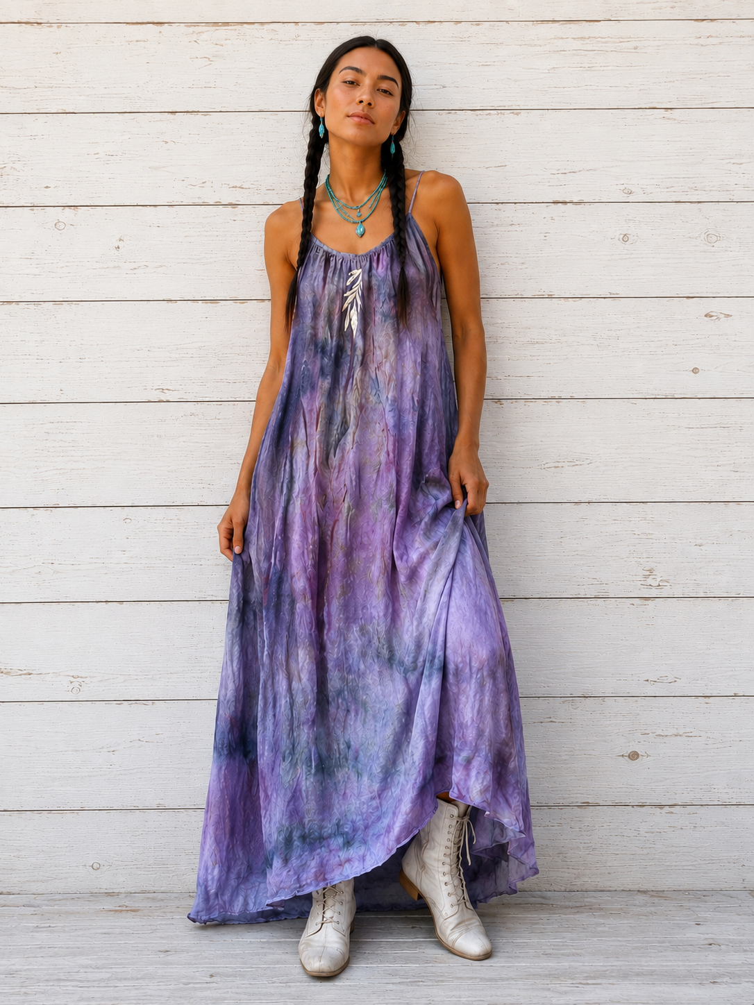 Mix Dye: Maxi Dress-Ice and Rose:Damaged